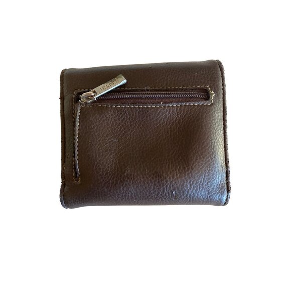 Esprit Brown Leather Tri-Fold Wallet With Snap Closure & Zippered Coin Pocket - Picture 4 of 10
